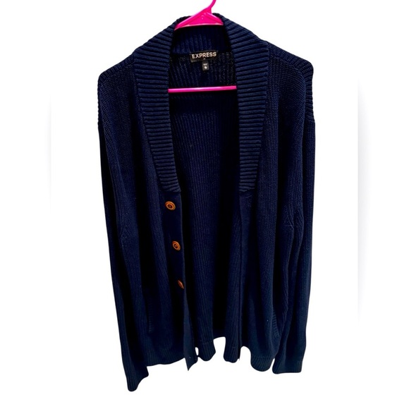 Express Blue Cardigan Sweater Classic Knit Men’s Grandpa Button Front Size XL - Picture 1 of 3